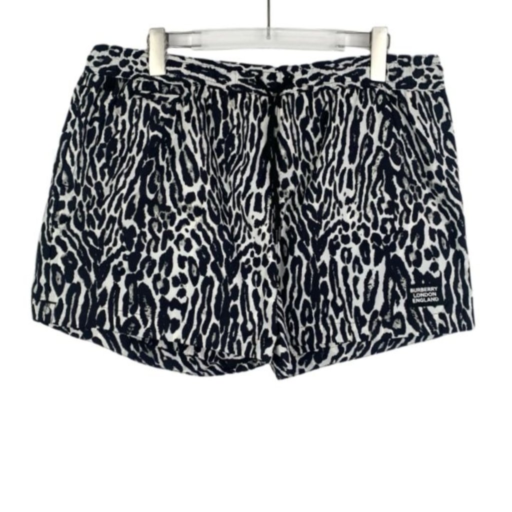 Burberry Mens Animal Print Swim Shorts Xl Nylon Black & White